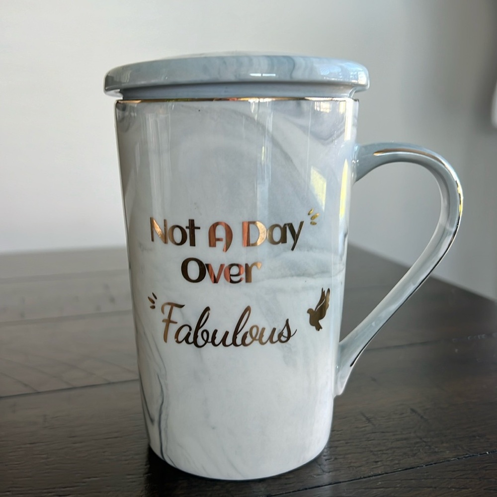 Bosmarlin gray marble ceramic lidded mug